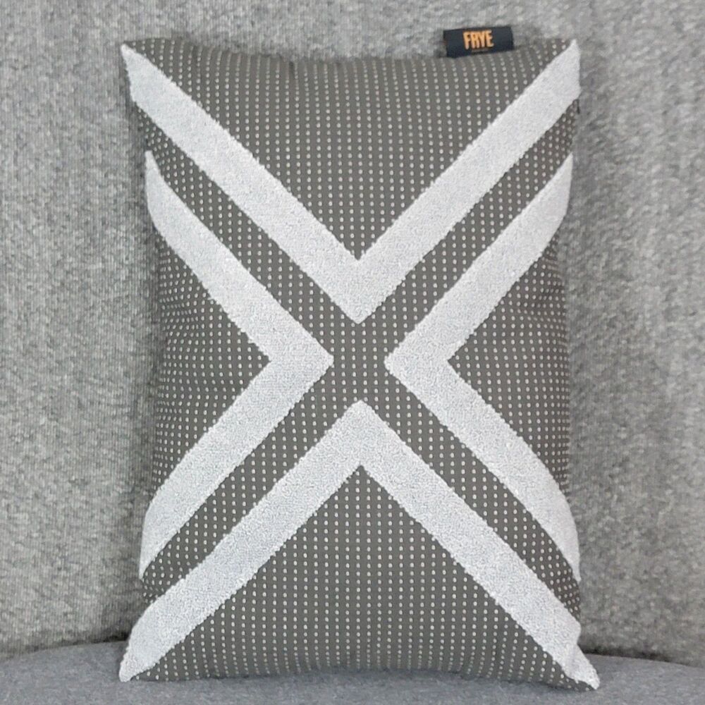 Frye Throw Pillow Gray Contemporary Textured Zippered Side Rectangle 18x13